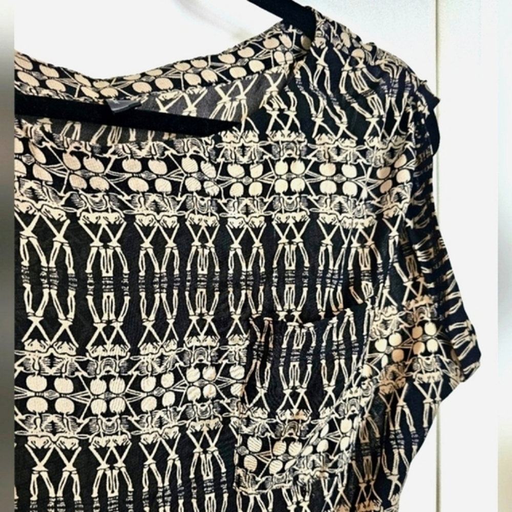 Skeleton Print Dress Black Cream Summer Goth Vero Moda